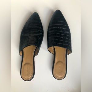 Poppy Barley black slip on mules W11.5